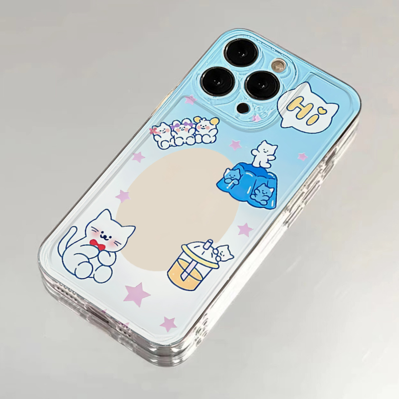 浅蓝卡片框适用iphone16promax手机壳15苹果13透明12/11华为mate60卡通vivo小米15防摔oppo软壳红米k80荣耀90