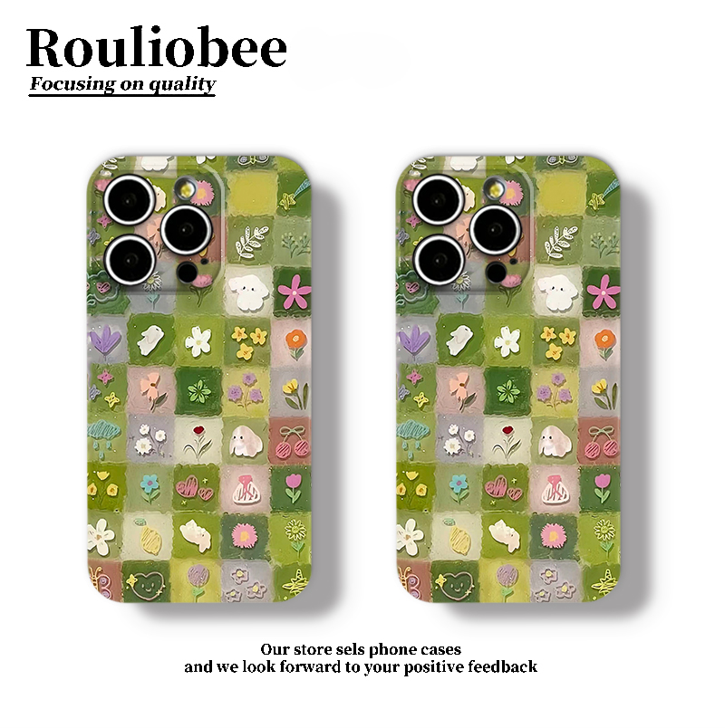 早秋日系碎花兔适用iPhone16promax手机壳苹果17新款14华为p70卡通13小米15全包oppo红米k80硬壳12荣耀80vivo