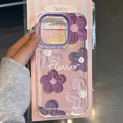 小清新紫色花朵手机壳全包防摔