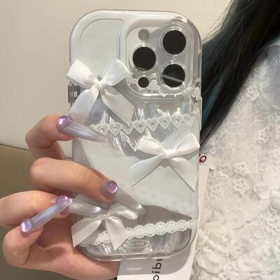 蕾丝蝴蝶结适用苹果16promax手机壳iphone15pro高级感12华为mate70新款11时尚vivos19小米14红米k80荣耀oppo