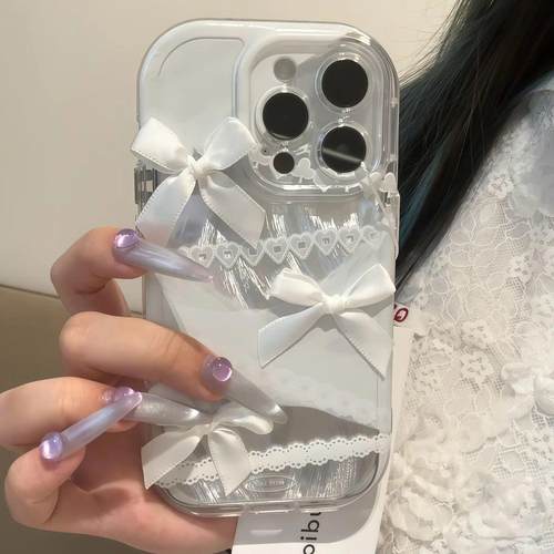 蕾丝蝴蝶结适用苹果16promax手机壳iphone15pro高级感12华为mate70新款11时尚vivos19小米14红米k80荣耀oppo