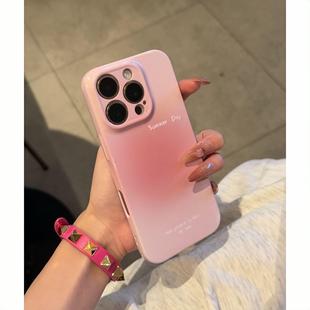 渐变晕染粉适用iphone16promax手机壳苹果13菲林14华为mate70韩系vivo小米15全包oppo红米k80硬12 p70 11新款