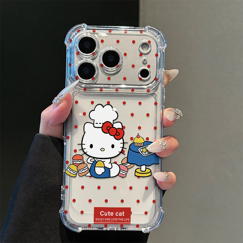 波点厨师猫适用iPhone17promax手机壳15苹果16pro华为mate80小米17荣耀500卡通VIVOx300防摔壳OPPO红米note14