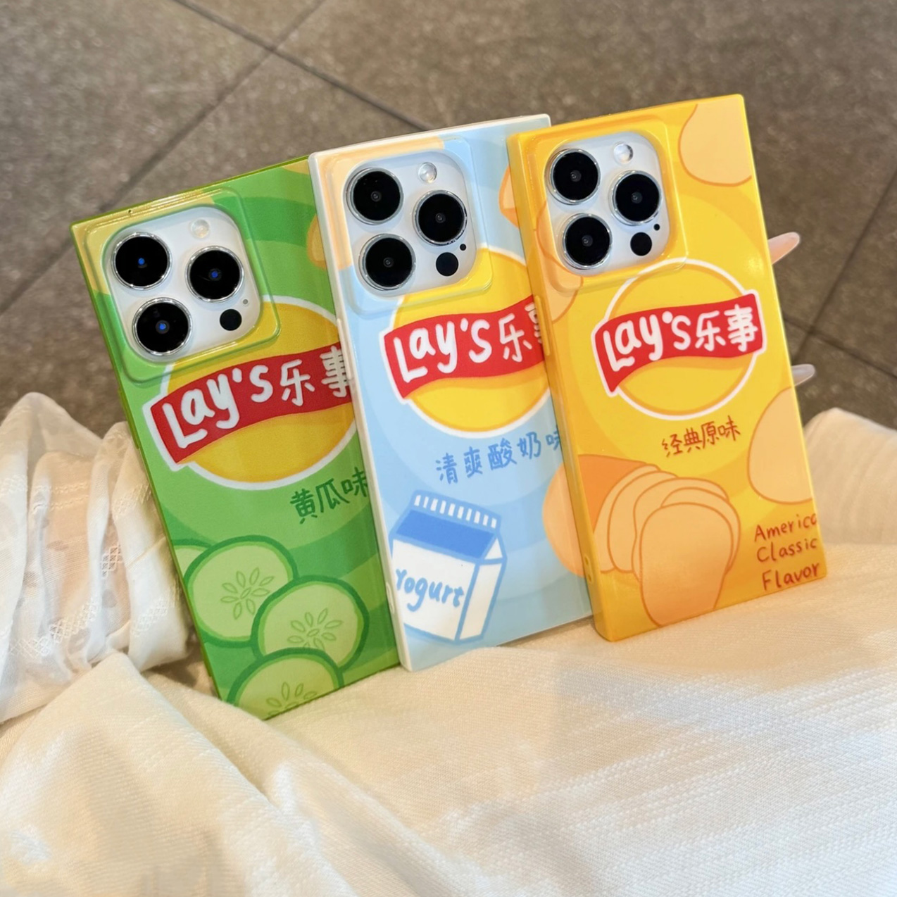 乐事薯片适用苹果16promax手机壳iphone14pro新款13冰晶方块壳12创意11保护套15promax全包防摔15plus透明壳