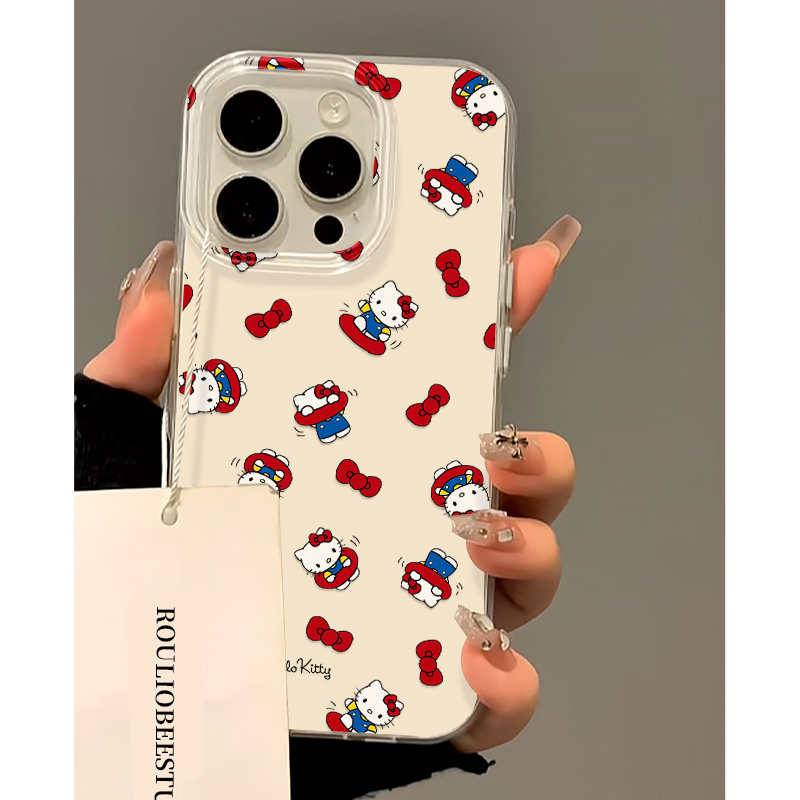 红色蝴蝶结kt适用iPhone16pro手机壳13苹果15promax可爱12女11华为mate60新款卡通vivo小米14红米k80荣耀oppo