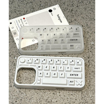 高级感透明立体键盘适用苹果16promax手机壳iphone14女款15pro新款13情侣款pro防摔个性网红创意12小众男女款