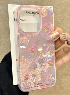 郁金香小花适用苹果15promax手机壳iphone16pro可爱12华为mate60新款pura70vivo小米14红米note13荣耀oppok70