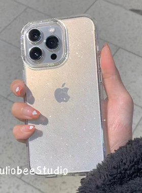 适用苹果16promax手机壳iPhone13新款17绝美细闪13PM透明14plus硅胶11简约12高级感15pro女神气质15防摔软套