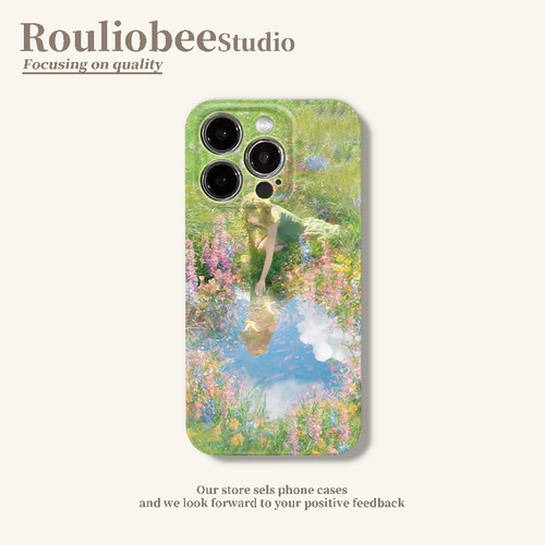 春天插画适用苹果16promax手机壳iPhone15pro清新13/12华为mate60新款p70vivo小米15红米note14荣耀oppo菲林