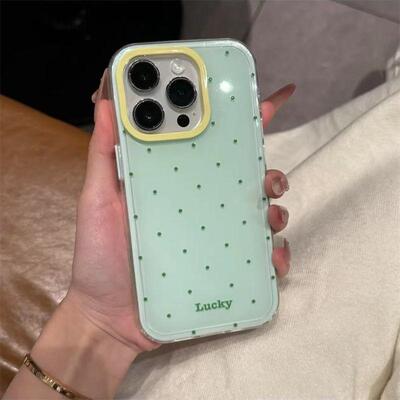 简约波点彩银保护壳日韩手机壳