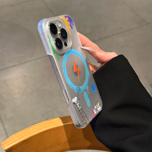 闪电史努比适用iPhone16promax手机壳13苹果15pro卡通14女华为p70新款vivos20小米15红米k80荣耀oppo磨砂超薄