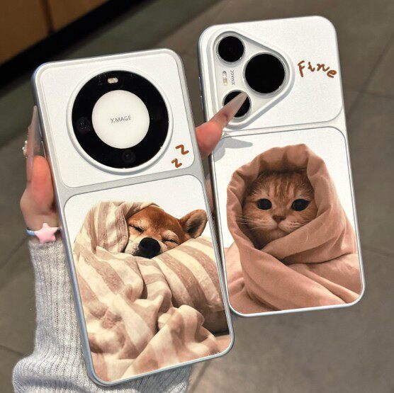 裹被子猫咪狗狗适用苹果16promax手机壳iPhone18pro华为Pura70小米17pro荣耀500电镀OPPOfindx8红米k90VIVO50