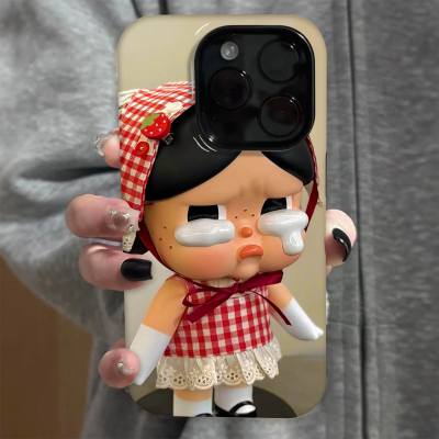 搞怪头巾哭娃适用苹果16pro手机壳iPhone15可爱华为mate60新款p70pro磨砂菲林vivo小米14红米k70荣耀oppo女款