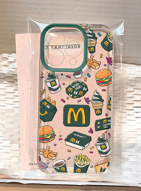 绿色M记适用iphone16promax手机壳14苹果13透明14华为mate70潮牌vivox200小米15防摔oppo软壳红米k80荣耀