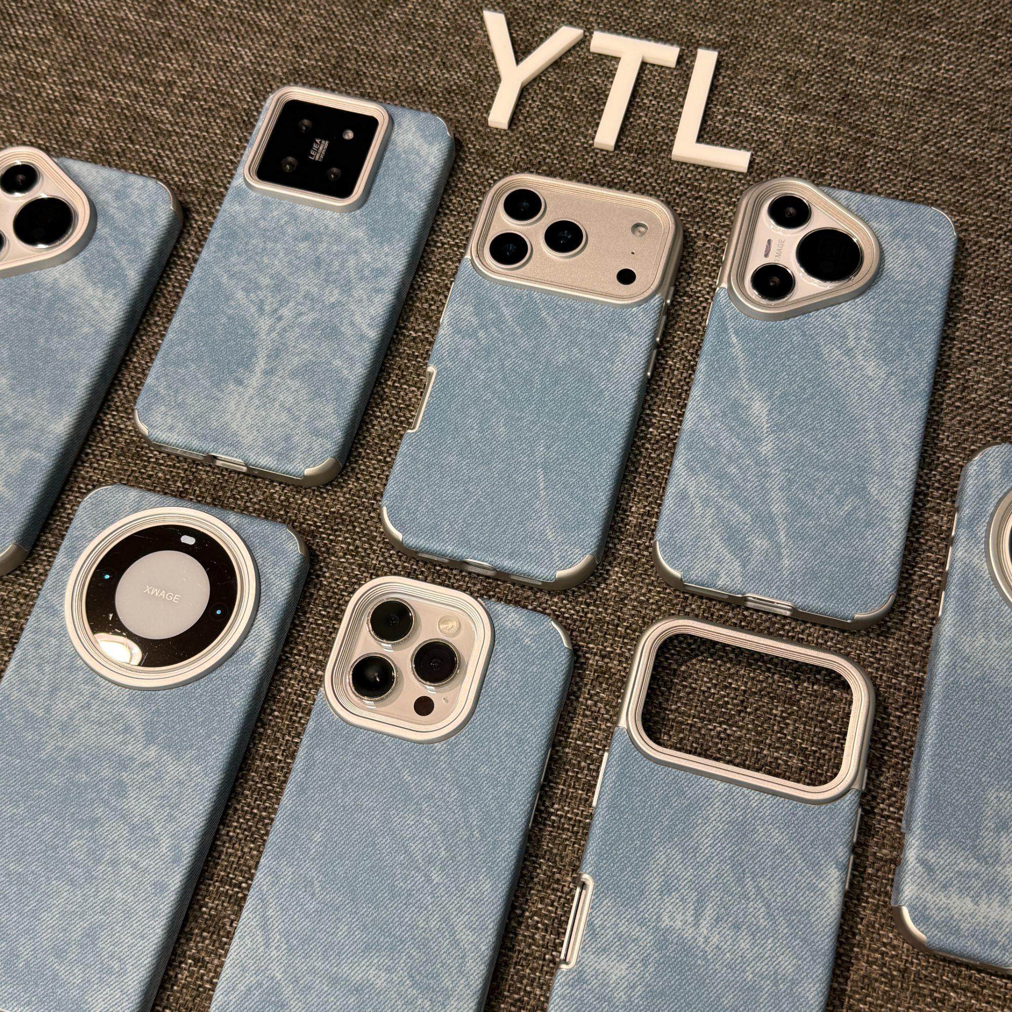 复古牛仔纹适用iPhone17promax手机壳15苹果16pro小众13华为mate70男11蓝vivo小米14防摔oppo荣耀300保护套12