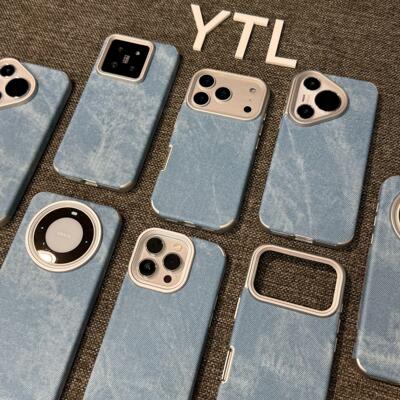 复古牛仔纹适用iPhone17promax手机壳15苹果16pro小众13华为mate70男11蓝vivo小米14防摔oppo荣耀300保护套12