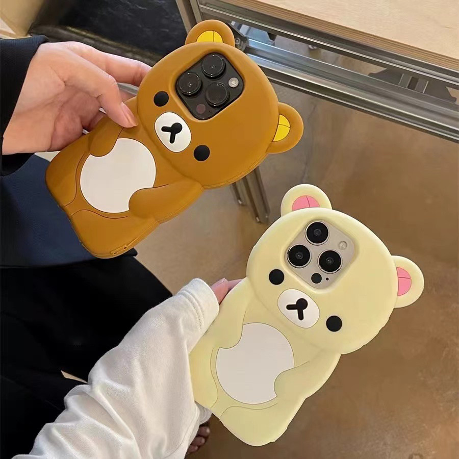 iphone15新款立体轻松熊手机壳