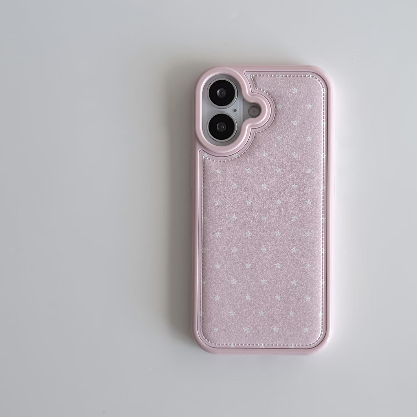 pink粉底星星适用苹果16promax手机壳iphone14pro新款13卡通12日韩11保护套15promax防摔17pro大孔皮纹气囊17