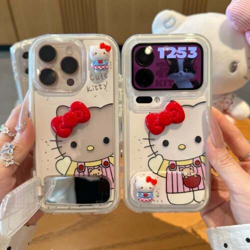网红卡通适用iPhone16promax手机壳13苹果15少女12华为p80小米17pro荣耀500支架vivos30oppofindx9红米note14