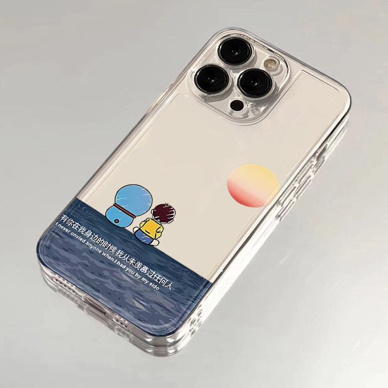 背影大雄叮当适用iphone17promax手机壳15苹果16透明13华为mate70可爱vivox200小米14防摔oppo红米k80荣耀300