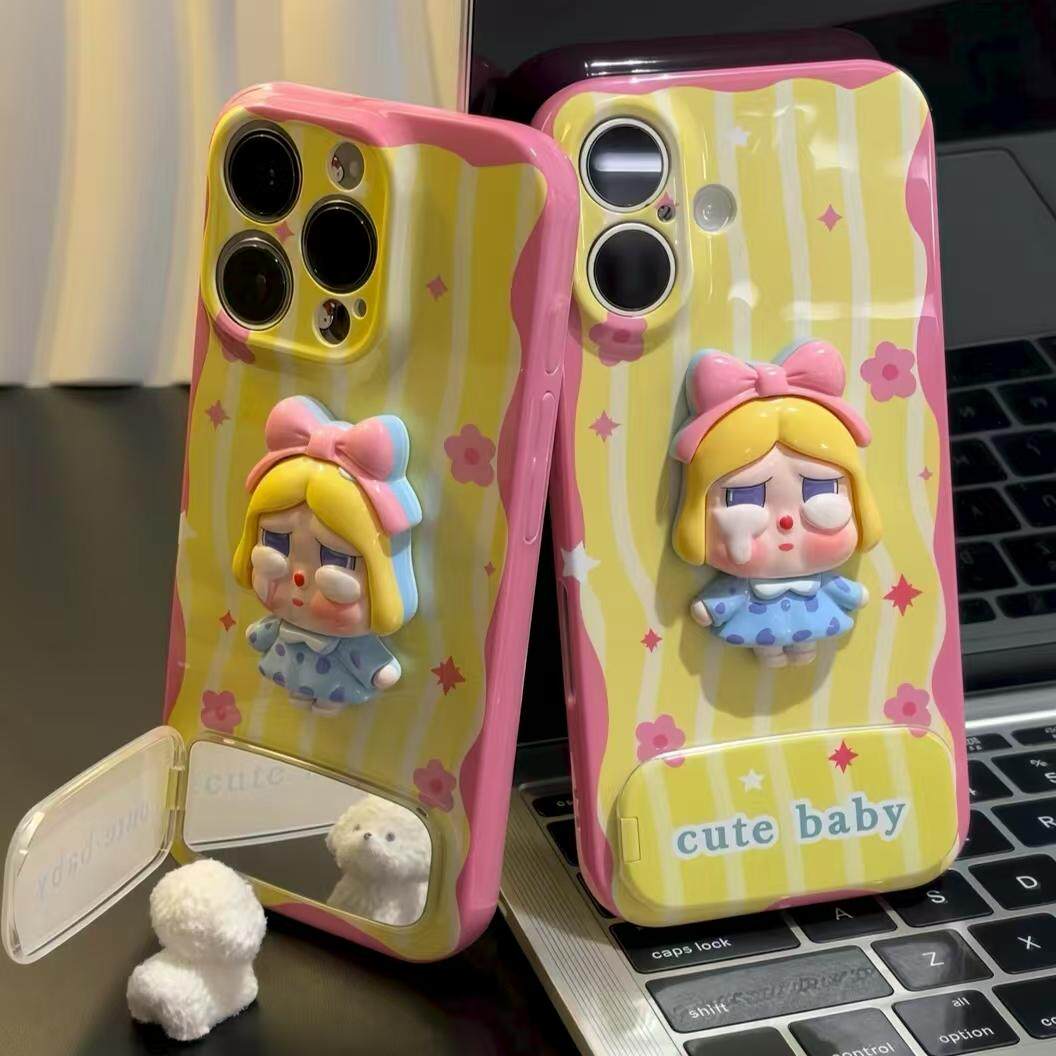 趣味哭娃适用iPhone16promax手机壳苹果13菲林14华为mate70卡通vivo小米15支架oppo红米k80硬壳12荣耀11新款