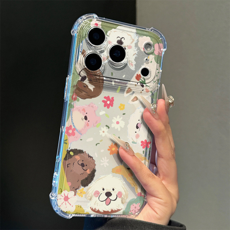 春日花朵狗狗适用iPhone17promax手机壳苹果16pro华为mate70新款13小米15荣耀300vivo四角防摔oppo红米note14