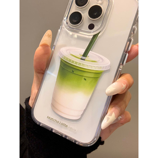 冰抹茶拿铁适用iPhone16promax手机壳14苹果13透明华为mate70pro创意vivox200小米15防摔oppo软壳红米k80荣耀