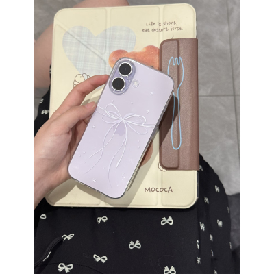 温柔紫蝴蝶结适用苹果16promax手机壳iPhone17华为mate60pro红米note13新款p70小米14软壳vivo荣耀oppo防摔15