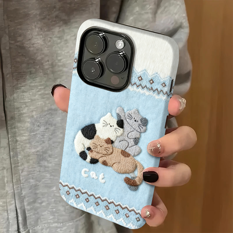 可爱三只猫猫适用苹果16pro手机壳iPhone15可爱17华为mate60新款p70pro磨砂菲林vivo小米14红米k70荣耀90oppo