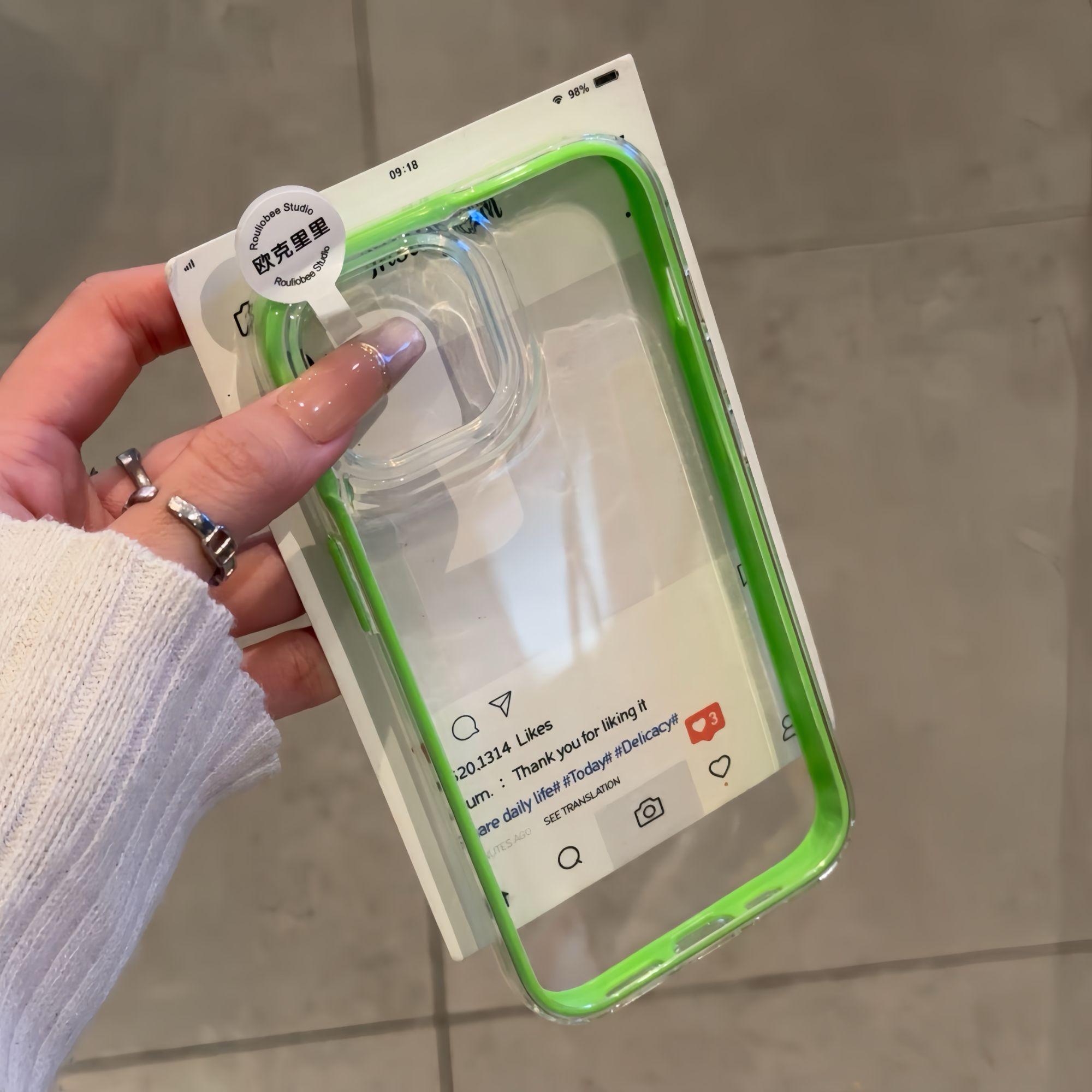 多巴胺炫彩绿色适用苹果16promax手机壳iphone14pro新款13简约12日韩11保护套15promax全包防摔15plus透明壳