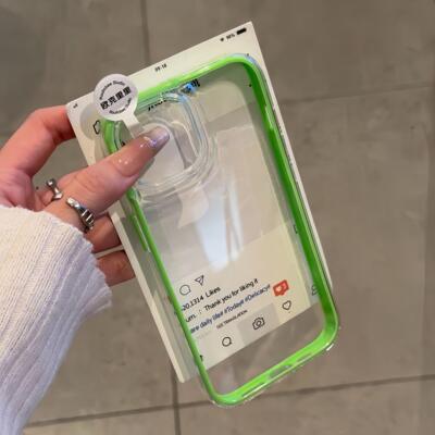 多巴胺炫彩绿色适用苹果16promax手机壳iphone17pro新款13简约12日韩11保护套15promax全包防摔14plus透明壳