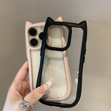 ins风创意简约立体猫耳朵边框适用苹果15手机壳iphone14promax新款13可爱12透明15pro防摔16pro硅胶15保护套