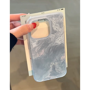 冰川蓝晕染适用苹果16promax手机壳iphone15/13渐变mate70红米note14防摔小米17华为pura80荣耀400潮vivooppo