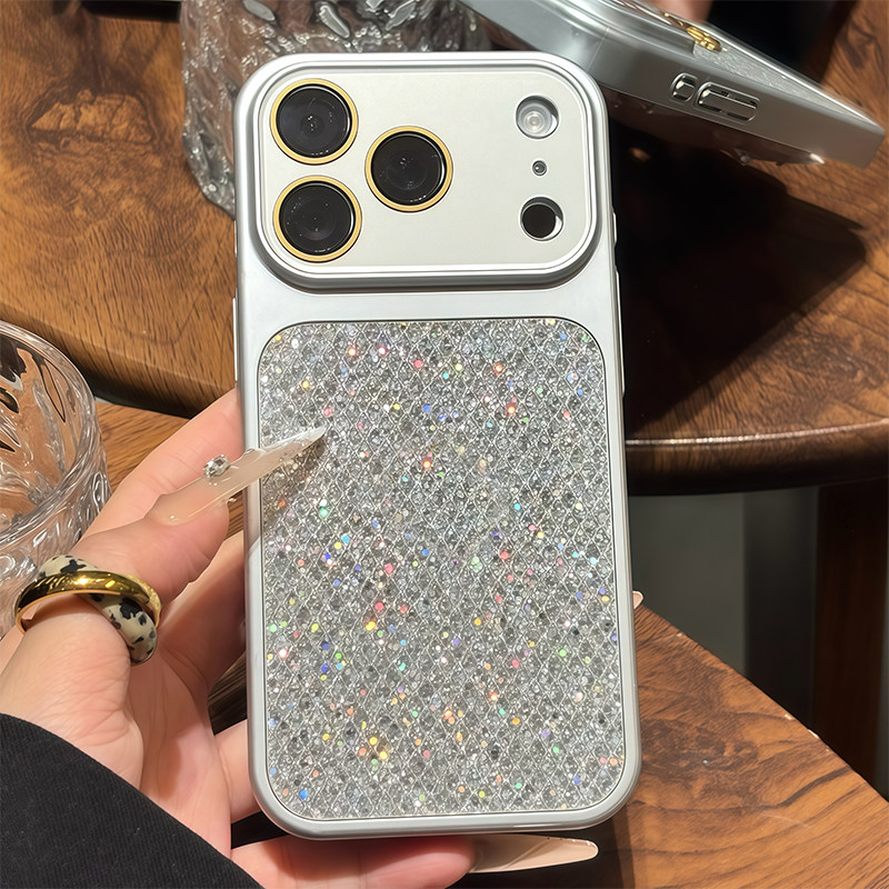 ins高级感银色镜面亮片适用苹果17promax手机壳iphone16pro新款15PM轻奢风14网红13个性17pm全包超火保护套女