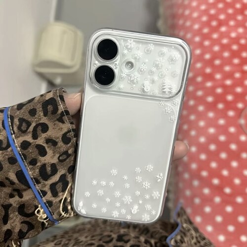 秒变17大视窗小雪花适用苹果16pro手机壳iphone17promax新款13极简16pm创意14小清新保护套15全包透明软壳女