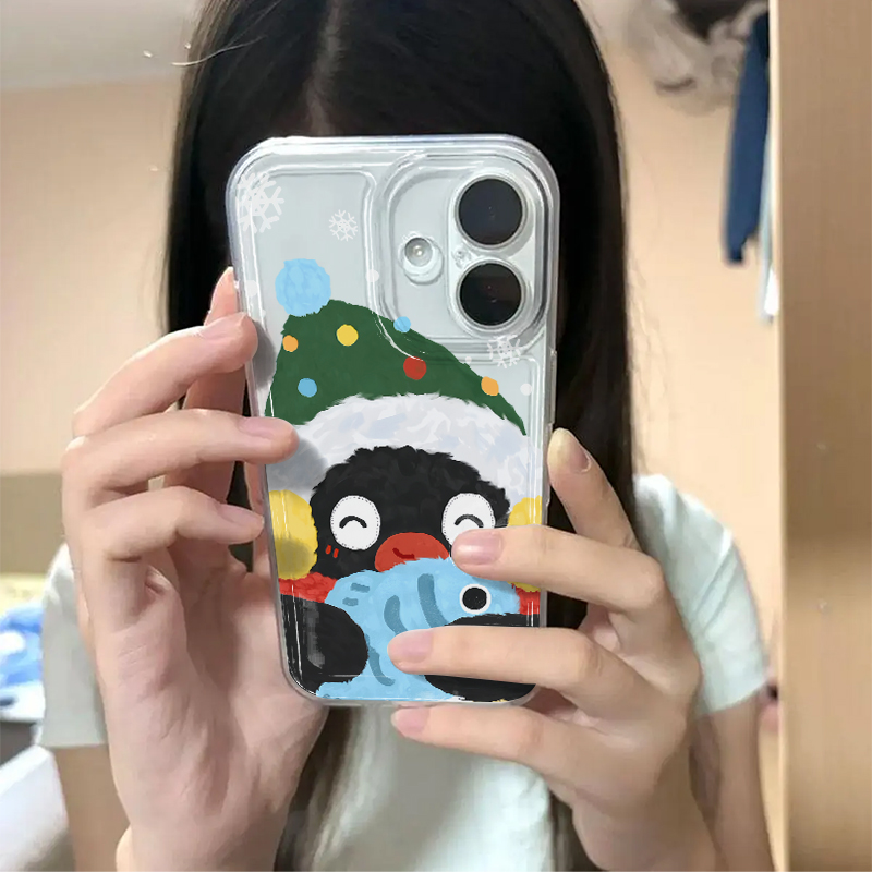 卡通圣诞企鹅适用iphone17promax手机壳15苹果16透明13华为mate70创意vivox200小米14防摔oppo红米k80荣耀300
