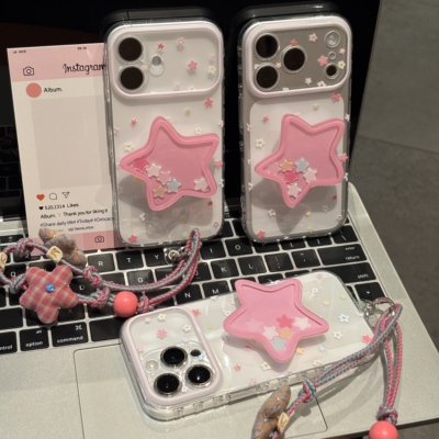 ins星星摇摇乐适用iPhone16Promax手机壳苹果15华为mate80小米17pro卡通14荣耀500布艺手链OPPO红米VIVOx300