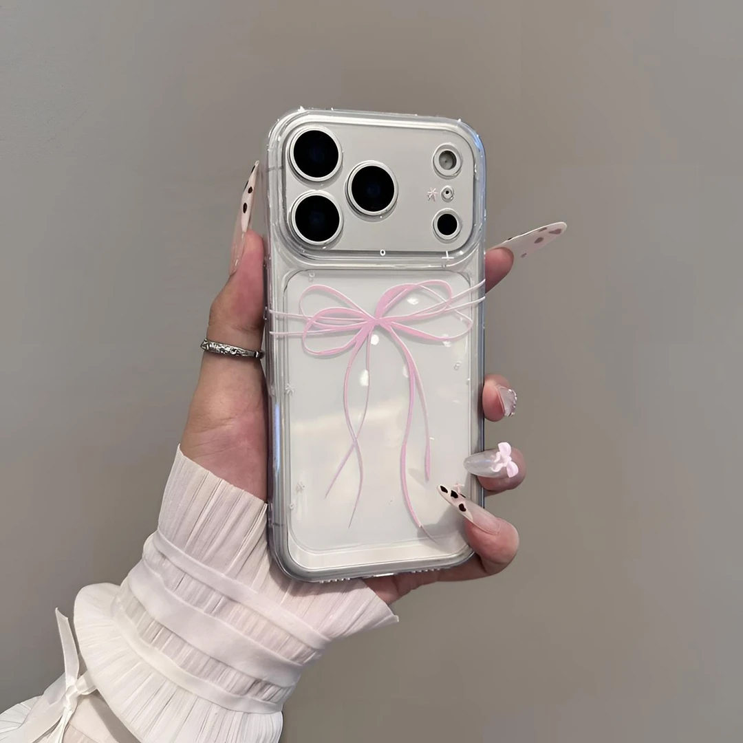 韩系甜美蝴蝶结适用iphone16promax手机壳苹果17透明华为mate70pro可爱vivo防摔oppo红米note14荣耀300小米14