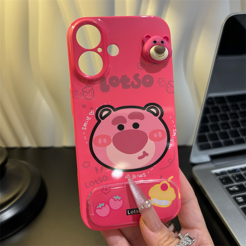 ins草莓熊适用iPhone16promax手机壳苹果13菲林15华为mate70卡通vivo小米14公仔oppo红米k80硬壳12/11新款p70