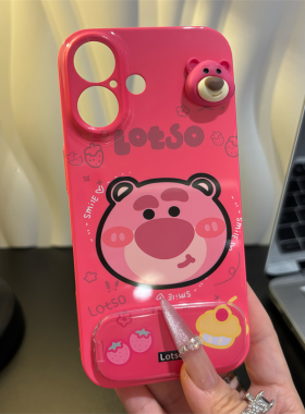 ins草莓熊适用iPhone16promax手机壳苹果13菲林15华为mate70卡通vivo小米14公仔oppo红米k80硬壳12/11新款p70