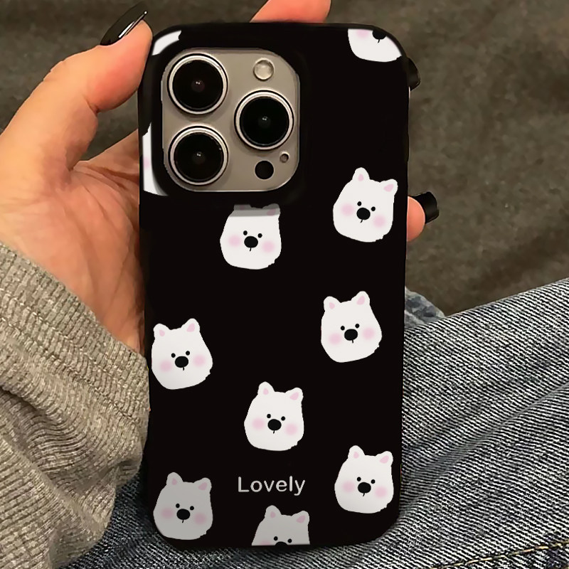 西高地头像适用苹果16promax手机壳iphone14pro新款13promax卡通12日韩17可爱17全包15防摔17pro黑色果冻壳11