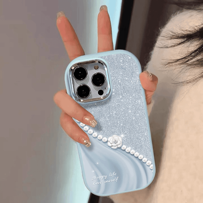 闪钻插画适用苹果15promax手机壳iphone14pro新款13高级感12小众11银镜圈保护套max防摔x硅胶xr软壳xsmax创意