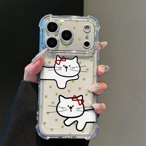 绿波点小猫适用iPhone17promax手机壳15苹果16pro华为mate80小米17荣耀500卡通VIVOx300防摔OPPO红米note14女