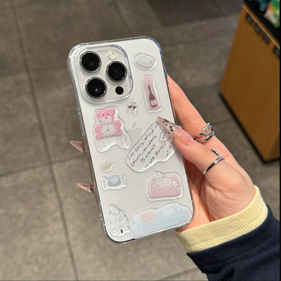 趣味小熊diy立体滴胶贴纸手机壳
