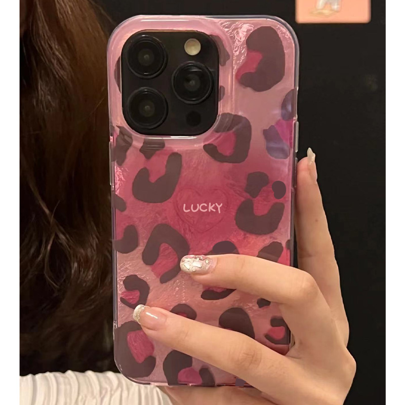 爱心豹纹适用苹果15promax手机壳iphone16pro可爱12华为mate60新款pura70/vivo小米14红米note13荣耀oppok70