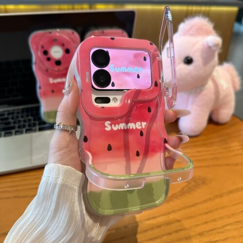 西瓜板凳双支架适用小米17pro红米oppo荣耀vivo12华为p70新款iPhone17promax手机壳13苹果16pro可爱15夏日14