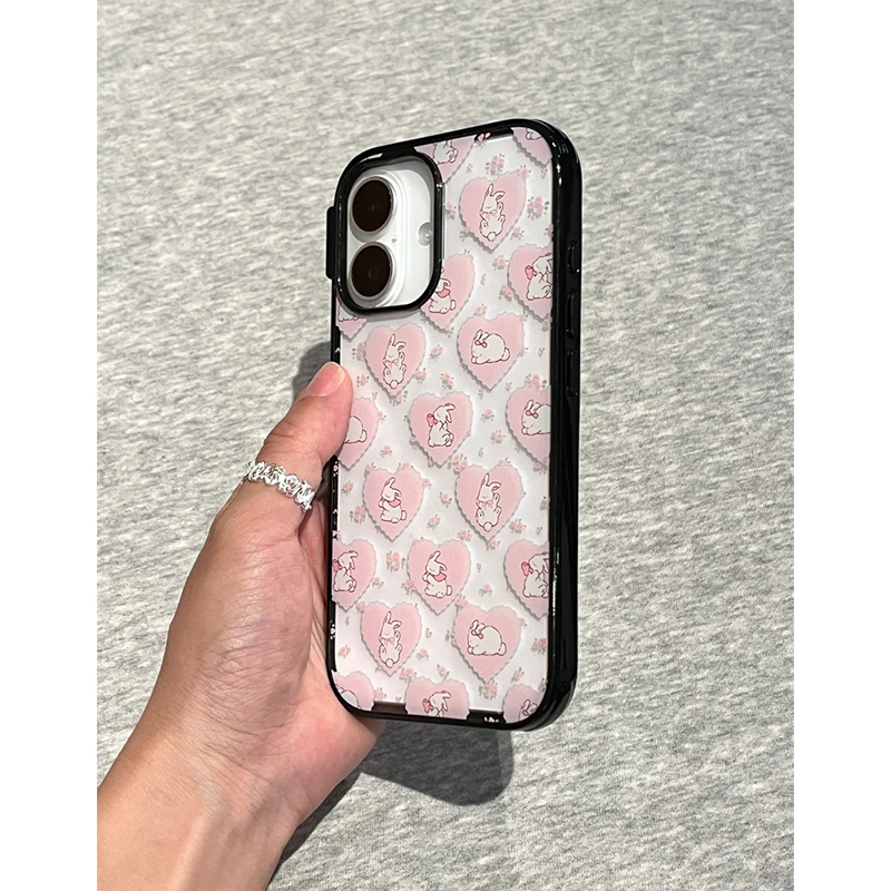 心形碎花小兔适用苹果16promax手机壳iphone17pro新款13可爱12韩系14保护套15promax防摔15p软边亚克力11女款