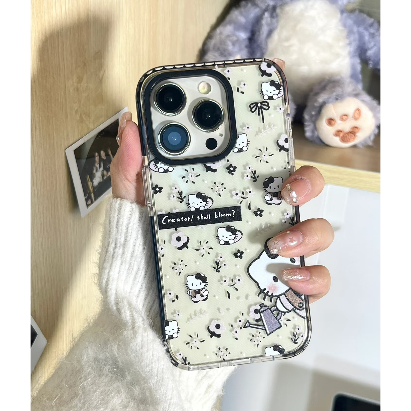 秋日碎花kitty猫适用17苹果16promax手机壳iphone14pro新款13卡通12创意网红11保护套15promax全包防摔三合一