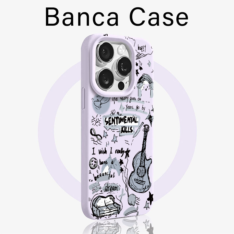 线条吉他韩风适用苹果17promax手机壳iphone16pro新款14pro可爱13甜酷创意12保护套15promax防摔16plus糯米壳