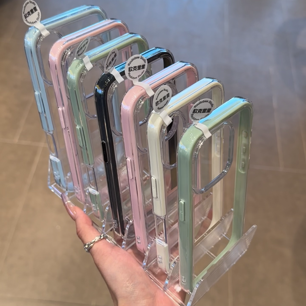 高颜值透色适用iPhone16promax手机壳13苹果14pro三合一12女11华为p70新款vivo小米15红米Turbo4荣耀oppo软壳